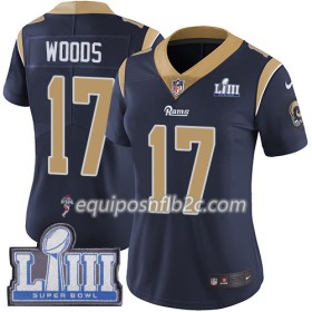 Camiseta Mujer NFL Los Angeles Rams Robert Woods 17 Nike Azul 2019 Super Bowl LIII 